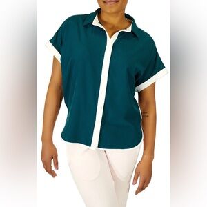 Pirdie Caddy Camp Shirt. Size Medium. Teal.